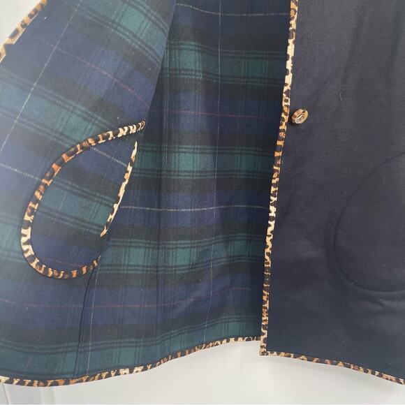 SOFT SURROUNDINGS Reversible Coat Size Small Plaid Leopard Black Wool Blend NWT - Picture 8 of 14